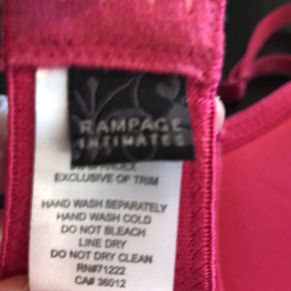 Rampage Intimates Pink with Metallic Stripes and Black Lace Trim Padded Bra - Picture 7 of 9